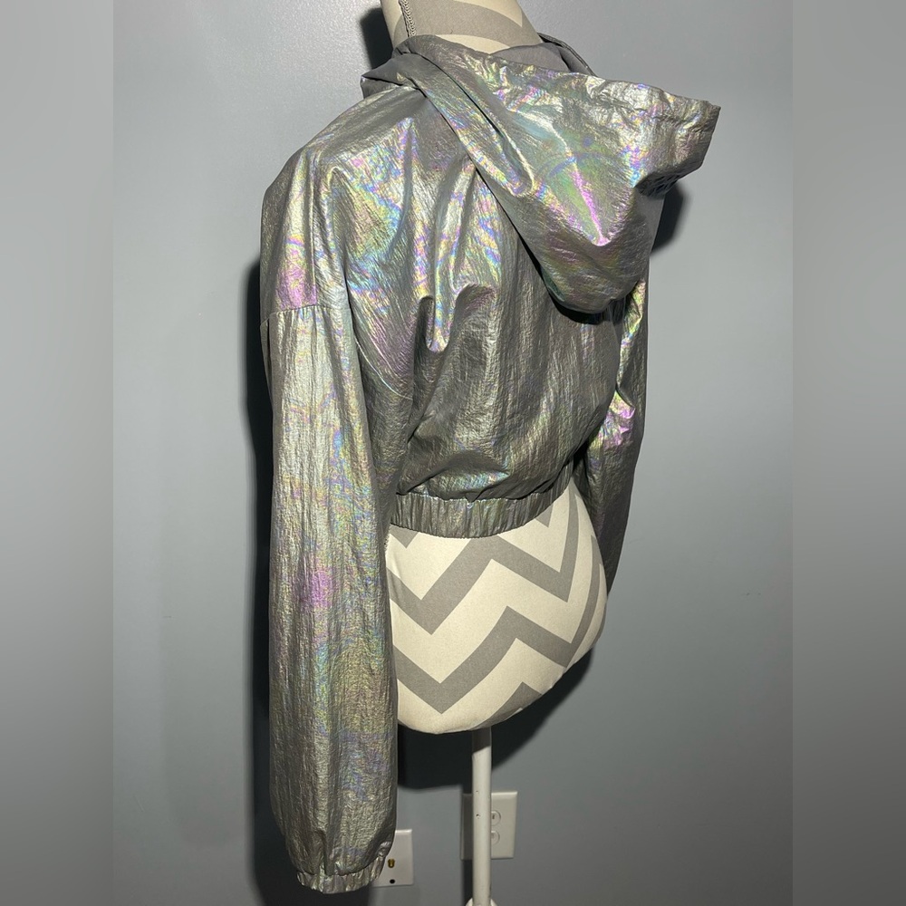 Superdown Silver Iridescent Bomber Jacket - image 3